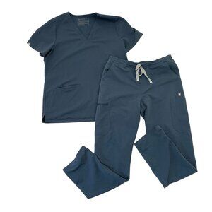 FIGS 2 Piece Set Scrubs Casma Shirt Yola Pants dark harbor Women size Medium